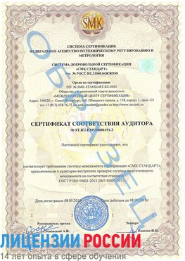 Образец сертификата соответствия аудитора №ST.RU.EXP.00006191-3 Феодосия Сертификат ISO 50001
