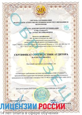 Образец сертификата соответствия аудитора №ST.RU.EXP.00014299-1 Феодосия Сертификат ISO 14001